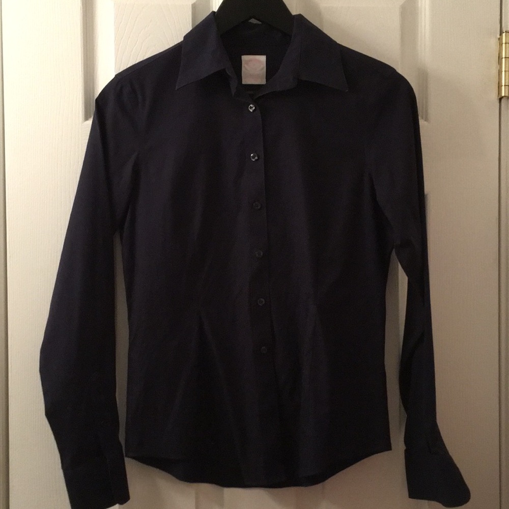 BROOKS BROTHERS Navy Non-Iron Stretch Button Down